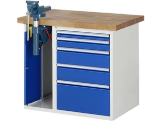 werkbank,HxBxD 890x1000x700mm,beukblad,draagverm. 750kg,2containers - 1