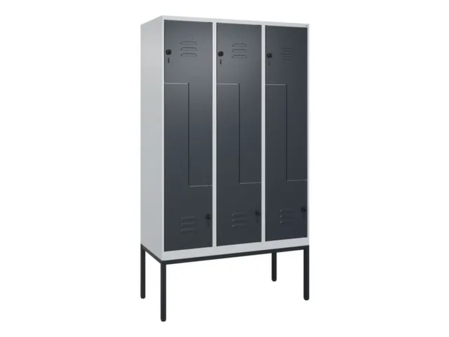 Z-garderobekast,HxBxD 2120x1200x500mm,vak B 200/400mm,draaigrendel