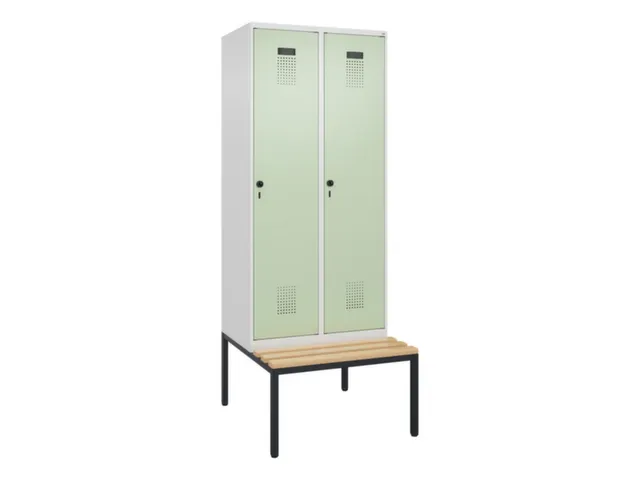 locker met bank,voor scheiding van kleding,HxBxD 2120x800x815mm,2vak