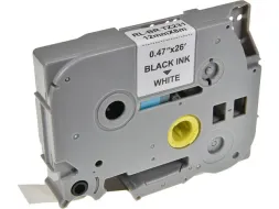 Labeltape P-touch TZE-231S 12mmx4m Zwart op Wit gelamineerd