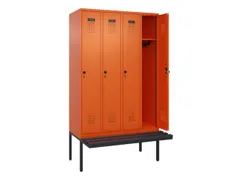locker met bank,HxBxD 2120x1200x815mm,4vak,vak B 300mm,draaigrendel