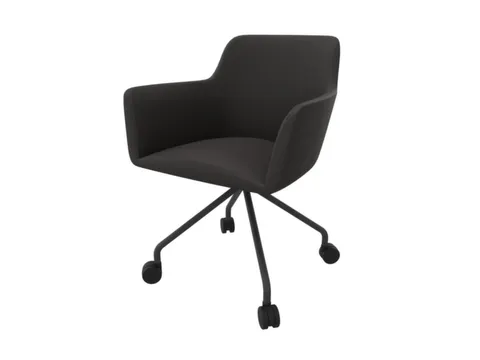 Bezoekersstoel 4-Voet/4Wielen Ronde Buis Donkergrijs Donkerbruin