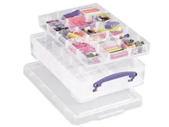 Opbergbox Really Useful 4 liter 30 vakken 395x255x88mm transparant wit