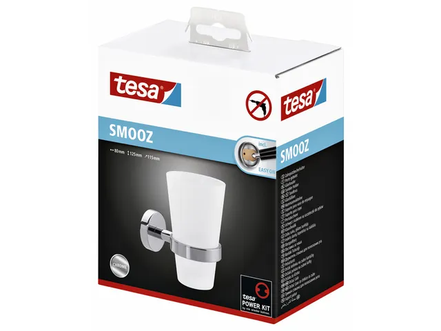 Bekerhouder tesa Smooz hoogglans verchroomd metaal zelfklevend