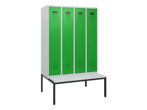 locker met bank,HxBxD 1950x1200x815mm,4vak,vak B 300mm,cilinderslot