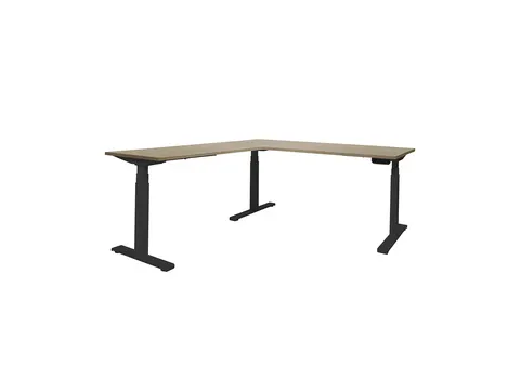 Elektrisch Hoekbureau Dextro Plus 160x160cm Frame Zwart Havana Kersen