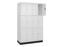 lockerkast,HxBxD 1950x1200x500mm,4x3vakken,vak B 300mm,cil.-slot
