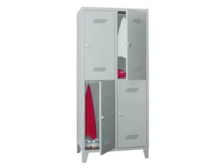 Garderobekast 1850x830x500mm 2x2 Vakken Klinksluiting Poten Ral7035 - 1