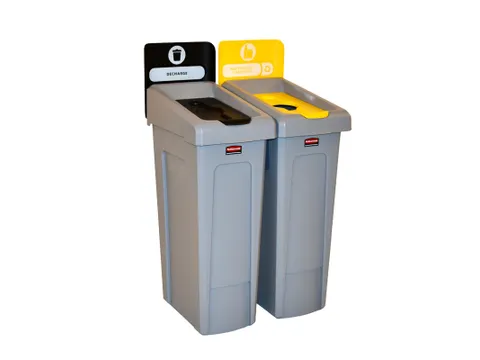 Slim Jim Recyclingstation Frans Deksel Gesloten Zwart Flessen Geel