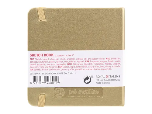 Schetsboek Talens Art Creation 80 witte vellen 140gr 120x120mm witgoud