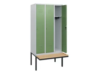 locker met bank,HxBxD 1950x900x815mm,3vak,vak B 300mm,cil.-slot - 2