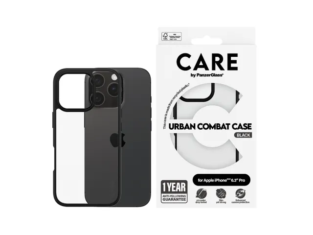 PanzerGlass CARE by Urban Combat Case Transparent iPhone 16 Pro,