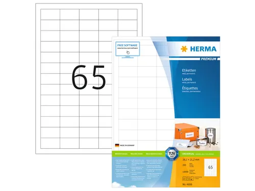 HERMA 4606 Premium etiketten A4 38,1x21,2mm Wit 13000 stuks