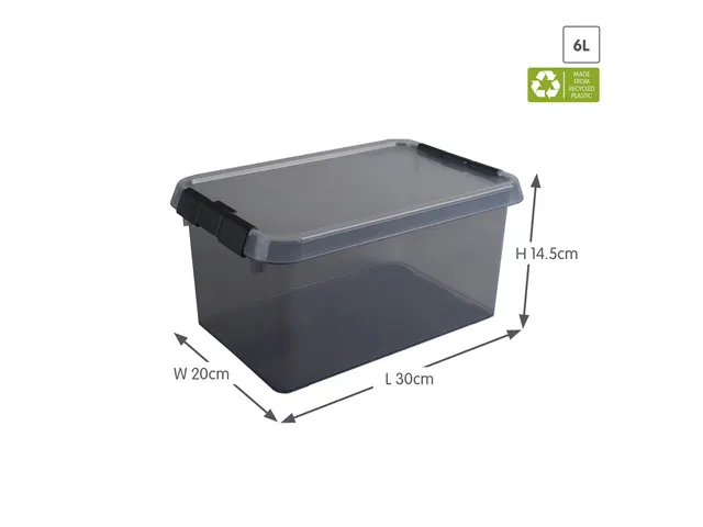 Comfort Line opbergbox 6L transparant grijs - 30x20x14,5cm