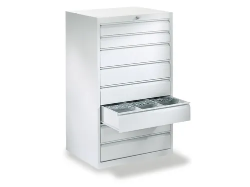 ladekast HxBxD 800x500x600mm 8laden slot RAL7035 front RAL7035