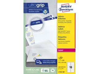 Adresetiket Avery QuickPeel L7162-100 99.1x33.9mm Wit 1600 stuks - 1