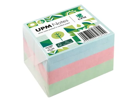 UPM notes 75x75 pastel assorti pak 6x 100 vel blauw, groen, roze