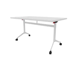 klaptafel,HxBxD 750x1400x800mm,hoekig,T-voet wit,ovale buis,blad wit