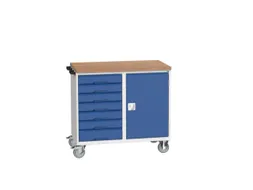 montagetafel 980x1050x600mm multiplexblad 7 laden kast front RAL5010