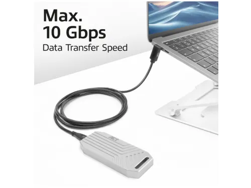 Kabel ACT USB-C standaard naar USB-C hoek boven/beneden 10Gbps 1m