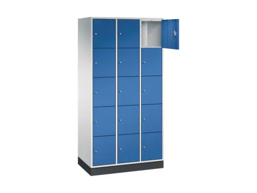 lockerkast,RAL 7035/RAL 5010,HxBxD 1950x920x500mm,3x5vakken,cil.-slot