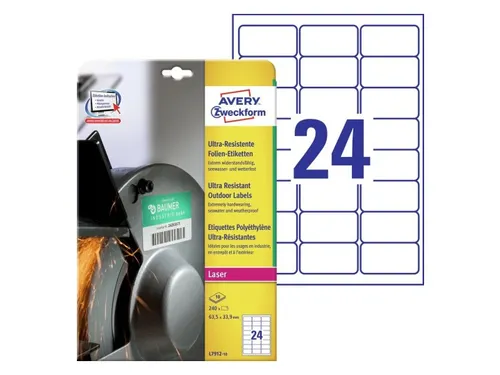 Etiket Avery Zweckform L7912-10 63.5x33.9mm polyethyleen wit 240 stuks