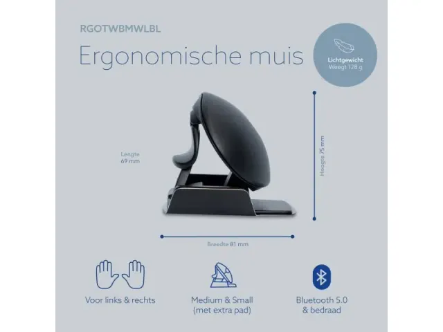 Ergonomische muis R-Go Twister Ambidexter Links/Rechts bluetooth