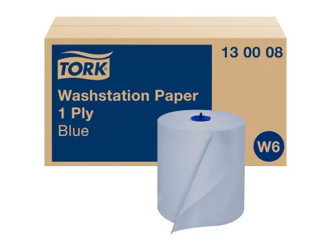 Tork Wasstation Poetspapier 1-laags 250m/19,5cm blauw 6rol/doos