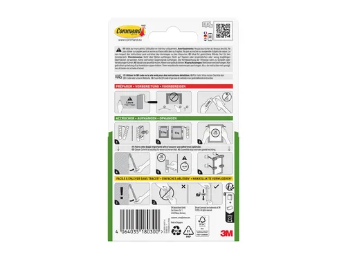 Bevestigingsstrip Command 3m 17201c Klikstrips Licht 5,4kg 8 Stuks