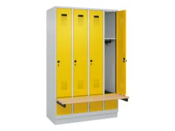 locker met bank,HxBxD 1950x1200x815mm,4vak,vak B 300mm,draaigrendel
