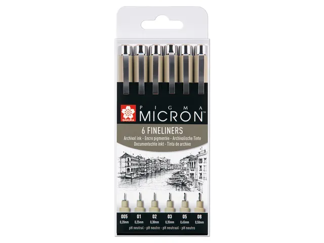 Fineliner Sakura pigma micron set 6stuks zwart