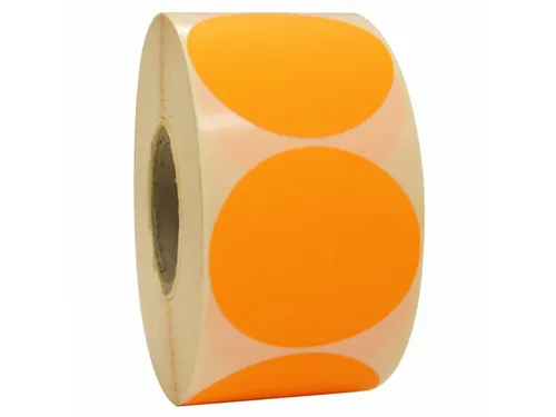 Etiket Rond Fluor Oranje 50mm Op rol 2000 Stuks