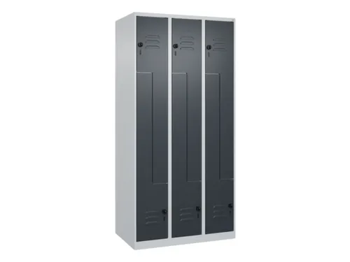 Z-garderobekast,HxBxD 1850x900x500mm,vak B 150/300mm,draaigrendel