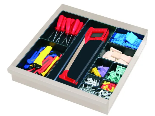 kit de séparateurs pour tiroirs,H 75mm,plastique,noir