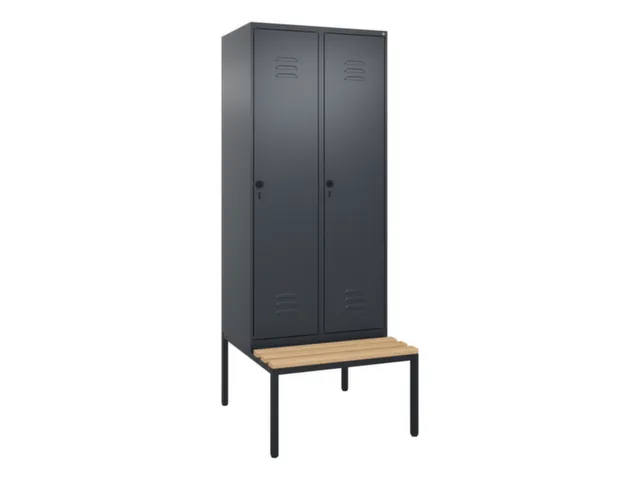 locker met bank,HxBxD 2120x800x815mm,2vak,vak B 400mm,draaigrendel