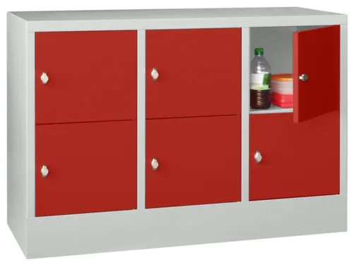 lockerkast,HxBxD 855x1200x500mm,3x2vakken,RAL7035,front RAL3000
