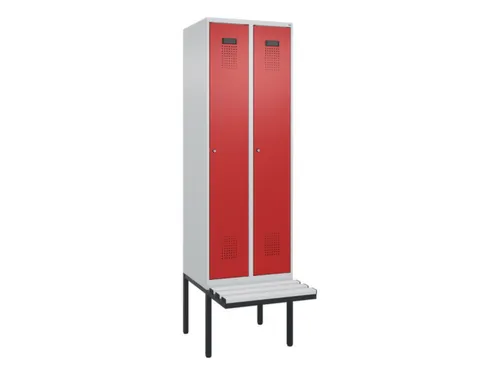 locker met bank,voor scheiding van kleding,HxBxD 2120x600x815mm,2vak