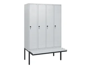 locker met bank,HxBxD 1950x1200x815mm,4vak,vak B 300mm,draaigrendel - 1