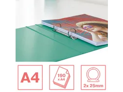 Colour'Breeze ringmap 2 rings PP A4 harde kaft groen