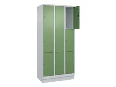 lockerkast,HxBxD 1950x900x500mm,3x3vakken,vak B 300mm,cil.-slot,sokkel