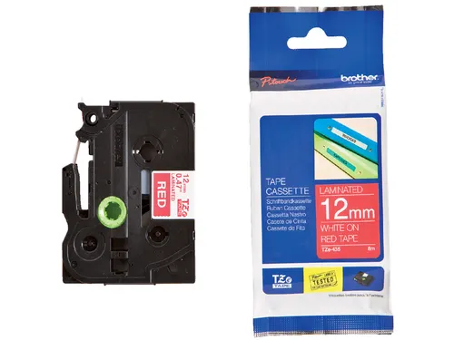 Labeltape Brother P-touch TZe-435 standaard 12mm wit op rood