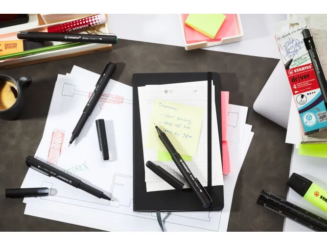 Fineliner STABILO dr!ver Fijne punt 0.4 mm Zwart