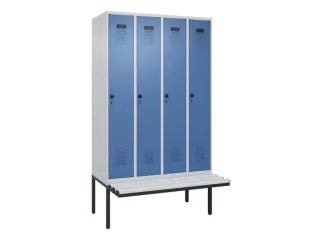 locker met bank,voor scheiding van kleding,HxBxD 2120x1200x815mm,4vak - 2
