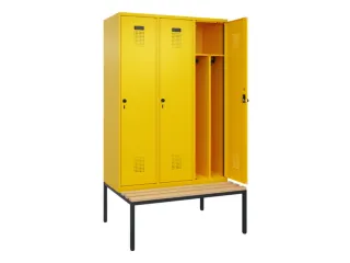locker met bank,voor scheiding van kleding,HxBxD 2120x1200x815mm,3vak - 1