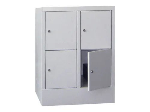 lockerkast,HxBxD 855x600x500mm,2x2vakken,RAL7035,front RAL7035