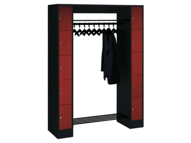 locker met kapstok,HxBxD 1950x1430x480mm,romp RAL7016,front RAL7016