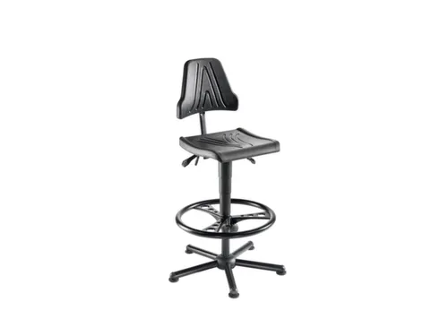 Werkplaatsstoel 535-785mmx420mmx440mm Pu Zwart Glijders Voetring