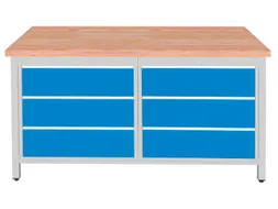 werkbank,HxBxD 860x1500x750mm,onderstel RAL5010,fronten RAL3020