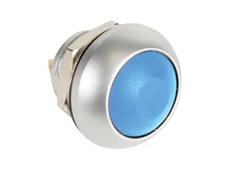 Ronde Metalen Drukschakelaar Met Blauw Kapje - 1P Spst Off-(On) - 1