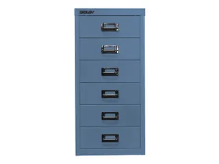 kantoor-ladekast HxBxD 590x279x380mm 6 laden romp + front blauw staal - 1